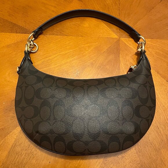 Coach Payton Hobo Handbag In Signature Coated Canvas Brown/Black - Picture 2 of 12